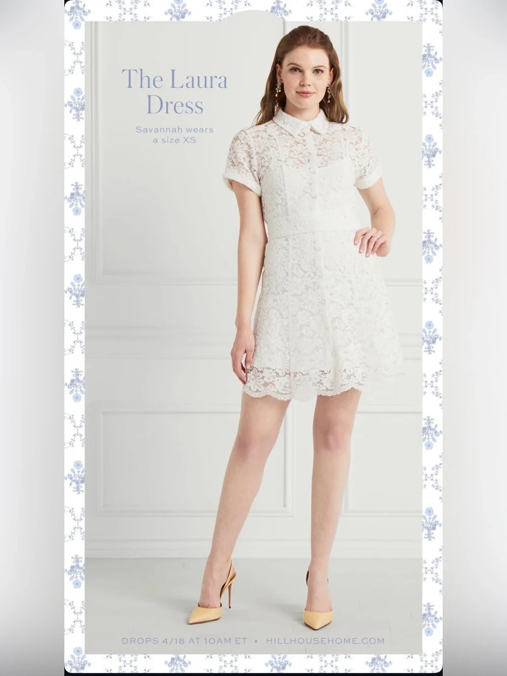NWOT Hill House Home The Laura Shirt Dress White Lace Large Bridal Bride - Picture 2 of 9